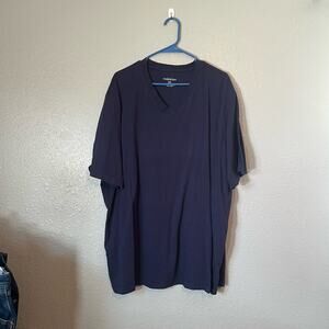 Harbor Bay Womens 3XL Navy Blue Vneck Tee shirt short sleeve Plus Cotton